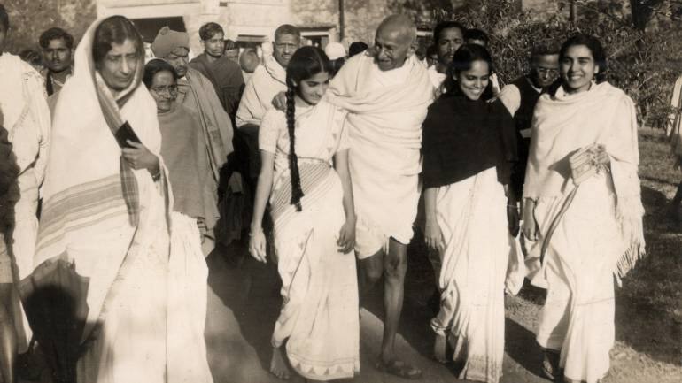 Anand Patwardhan's mother Nirmala Patwardhan (left) with Mahatma Gandhi. (Photo courtesy Anand Patwardhan)