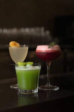 Ode to Pallonji (Red), Fentomill (Green), and Apro Nuts (Lime), drinks at Ode, Mumbai. 