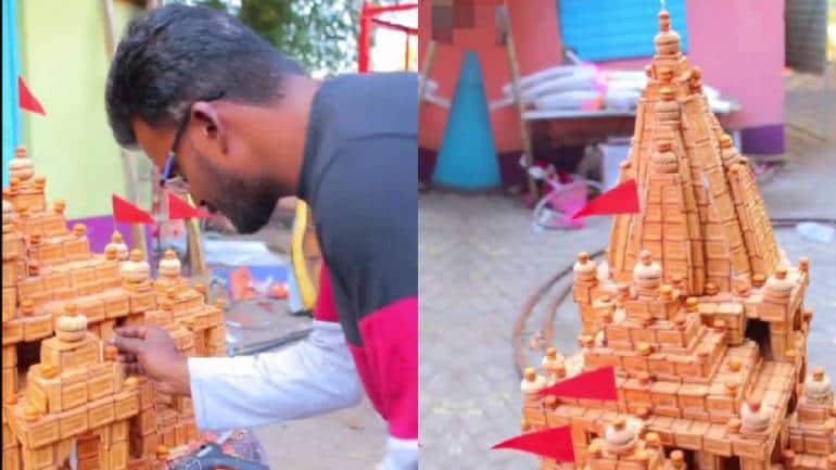 Ram Mandir fever: Man from Bengal uses 20 kg Parle-G biscuits to build temple's replica - Vimarsana News