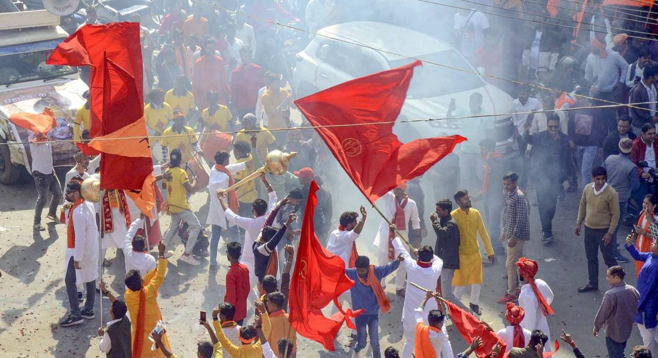 Ranchi: Devotees participate in a procession on the occasion of Ayodhya Ram Mandir 'Pran Pratishthan' on January 22 (Image: PTI)