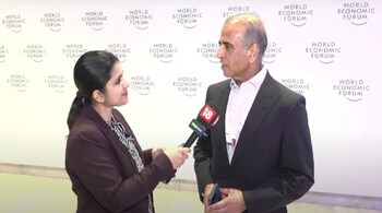 Bharti Enterprises chairperson Sunil Mittal (r) and Moneycontrol's Chandra R Srikanth at World Economic Forum in Davos on January 17