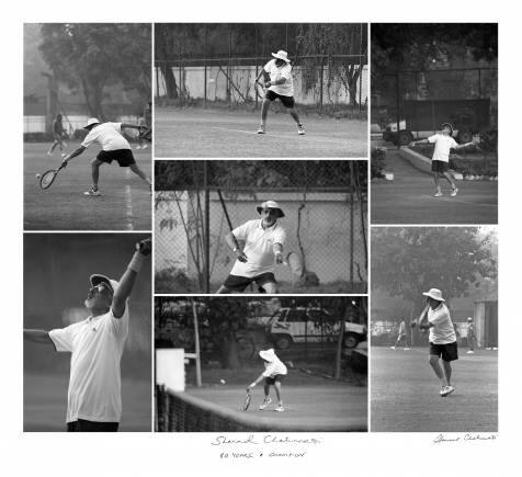 Wg. Cdr. Sharad Chaturvedi (retd.) playing tennis on his 80th birthday in 2021. (Photo: Hemant Chaturvedi)