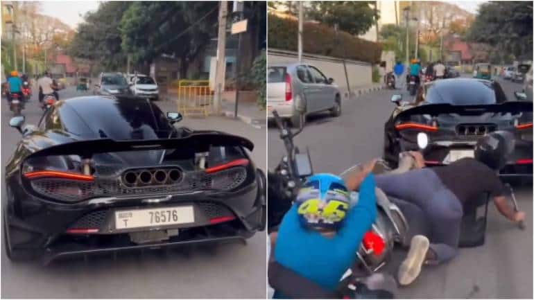 Bengaluru bikers collide on busy road while trying to record McLaren supercar on phones. Watch - Vimarsana News