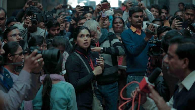 Bhumi Pednekar in a still from Bhakshak. (Image courtesy Netflix © 2024)
