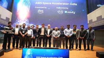 Caption- The accelerator was launched by AWS at an event attended by Shri Sudheer Kumar N, Director, Capacity Building and Public Outreach, ISRO_ and representatives from AWS, T-Hub, and Minfy.