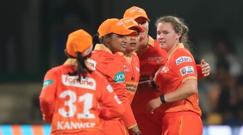 Tata WPL 2024: Kathryn Bryce (right) made an impression with her 24-ball 25 that helped take Gujarat Giants past 120. She also dismissed Mumbai Indians opener Yastika Bhatia, restricting her to just 7 runs in the match on February 25, 2024. (Image via X/@wpl2024)