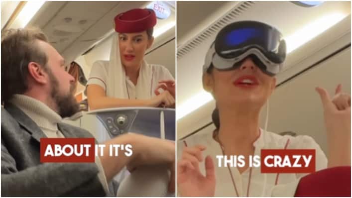 Social Media Abuzz as Emirates Air Hostess Tries Apple Vision Pro during Flight