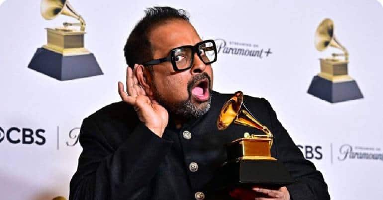 Shankar Mahadevan with the Grammy Award. (Photo courtesy the artist)