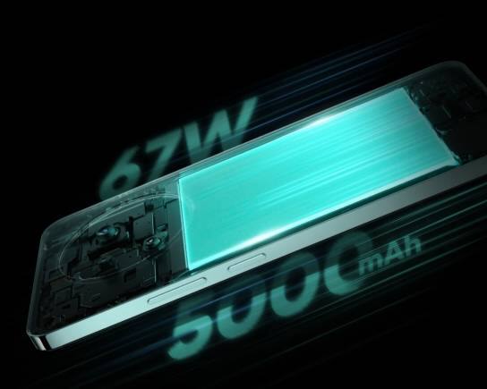 Realme 12+ will likely have a massive 5000 mAh battery under the hood, backed by a 67W Super VOOC charger.
