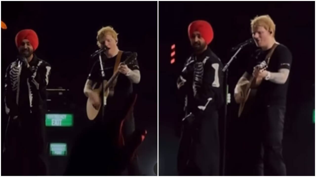 Two GOATS on Mumbai stage: Ed Sheeran & Diljit Dosanjh sing Punjabi hit 'Lover'