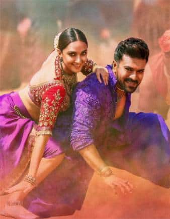 Kiara Advani and Ram Charan in a photograph from the song Jagarandi from their film Game Changer.