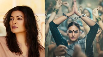 Sushmita Sen in Aarya on Disney+ Hotstar; and Huma Qureshi in Maharani on SonyLIV. Both OTT series have completed three seasons. (Photos via X)