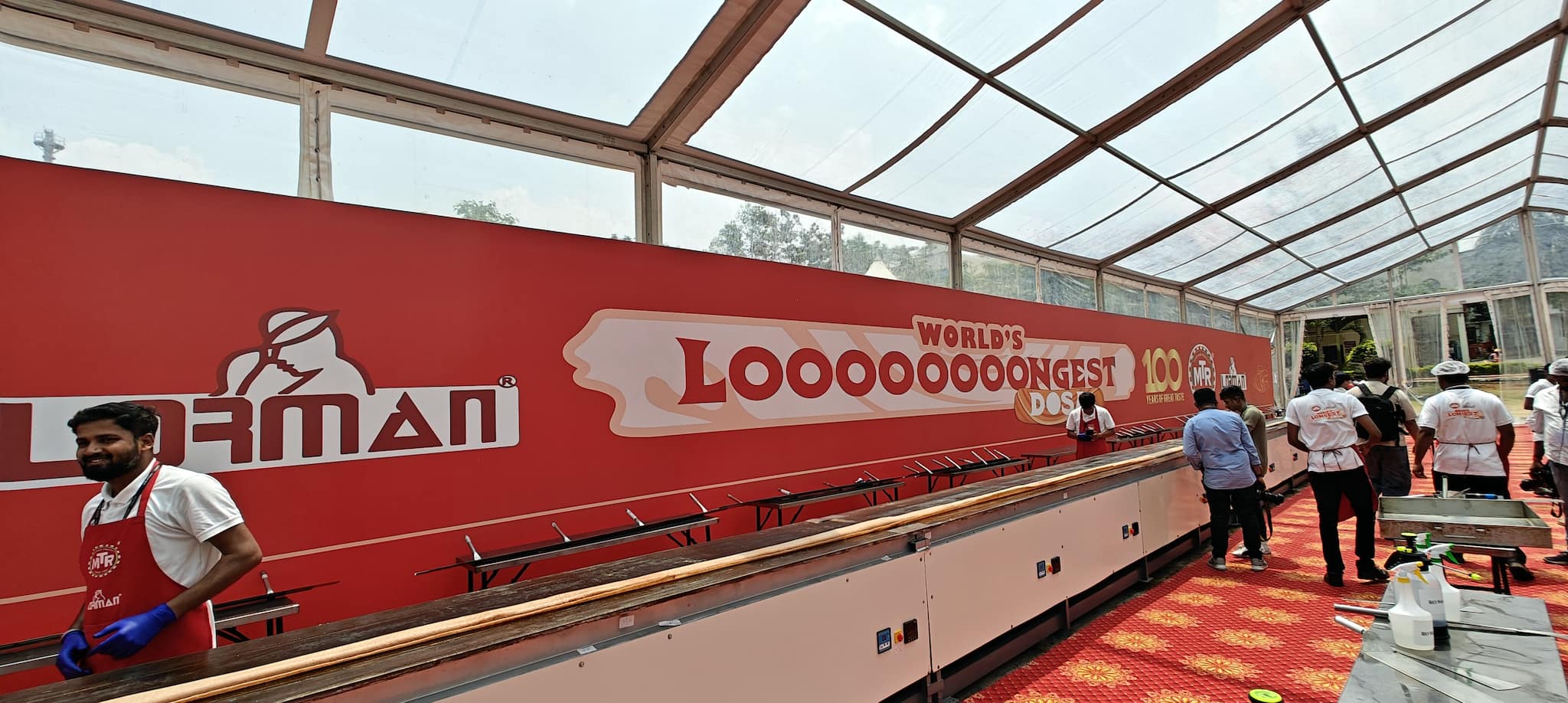 MTR's centenary year is also going to see promotions and celebrations from the brand. Bhasin said, “We are currently launching a new range of mithais called mithai minis as the 100-year celebration must be sweet. We are looking at doing our Karnataka food festival, Karunadu Swada, again this year in a bigger and grander way as well as many more things.” Apart from the employees, the event also had children from local schools and members of the surrounding communities. With this, MTR has broken the previous world record for longest dosa (54 ft 8.69 in). (Photo credit: Bindu Gopal Rao)