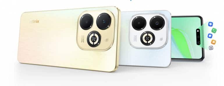 Infinix Smart 8 Plus comes in Timber Black, Galaxy White and a blingy Shiny Gold colour way.