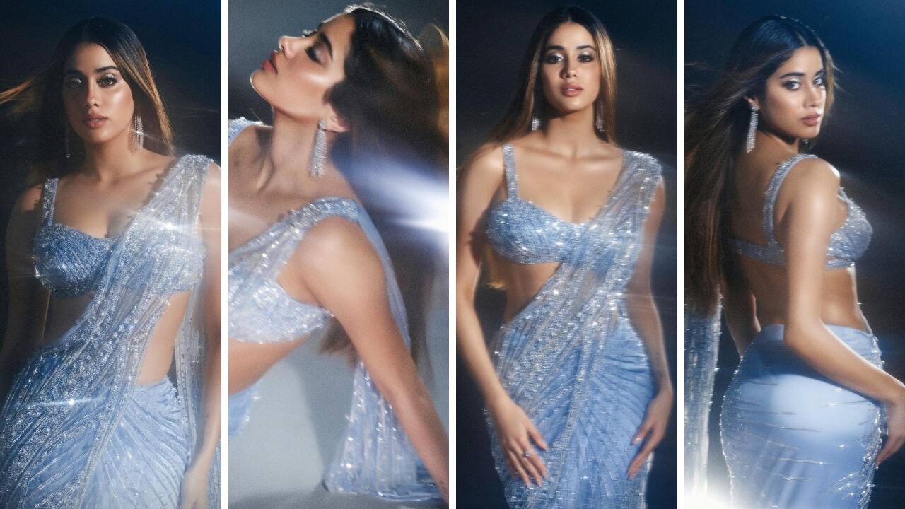 Janhvi Kapoor sparkles in aqua blue shimmer sari. Here's how to wear one to suit every occasion