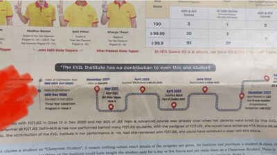 FIITJEE slammed for ad 'belittling' student who quit institute and got 99.99 in JEE-Mains: 'Disgusting'