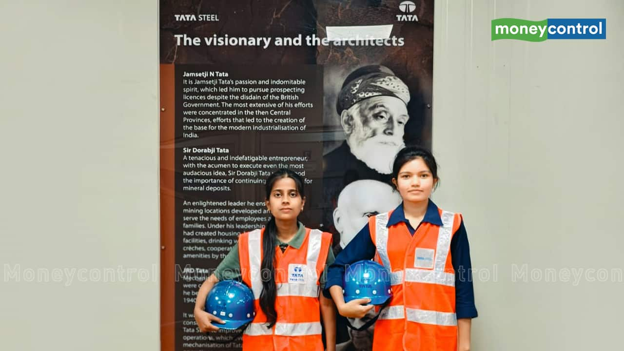 Payal Kumari (L) and Sapna Pradhan (R) operate heavy earth-moving machinery at Tata Steel's mines at Jharkhand.