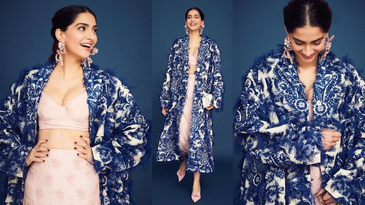 Sonam Kapoor shows her impeccable sense of fashion for spring season with a fringed jacquard print overcoat