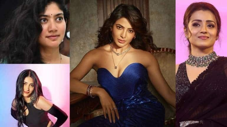 (From right) Trisha Krishnan, Samantha Ruth Prabhu, Shruti Haasan (left, bottom) and Sai Pallavi.