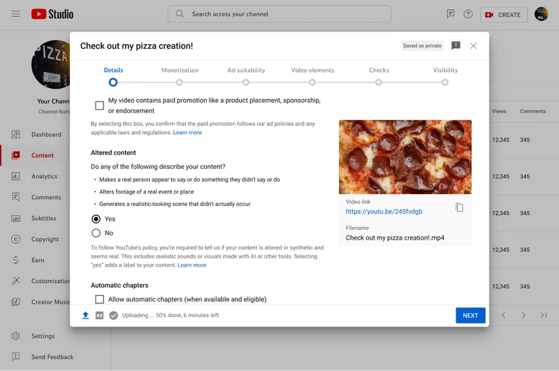 YouTube Realistic AI setting