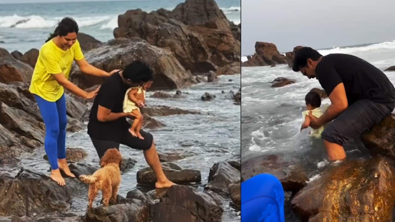 Ram Charan and Upasana take daughter Klin Kaara on a beach tour; see video
