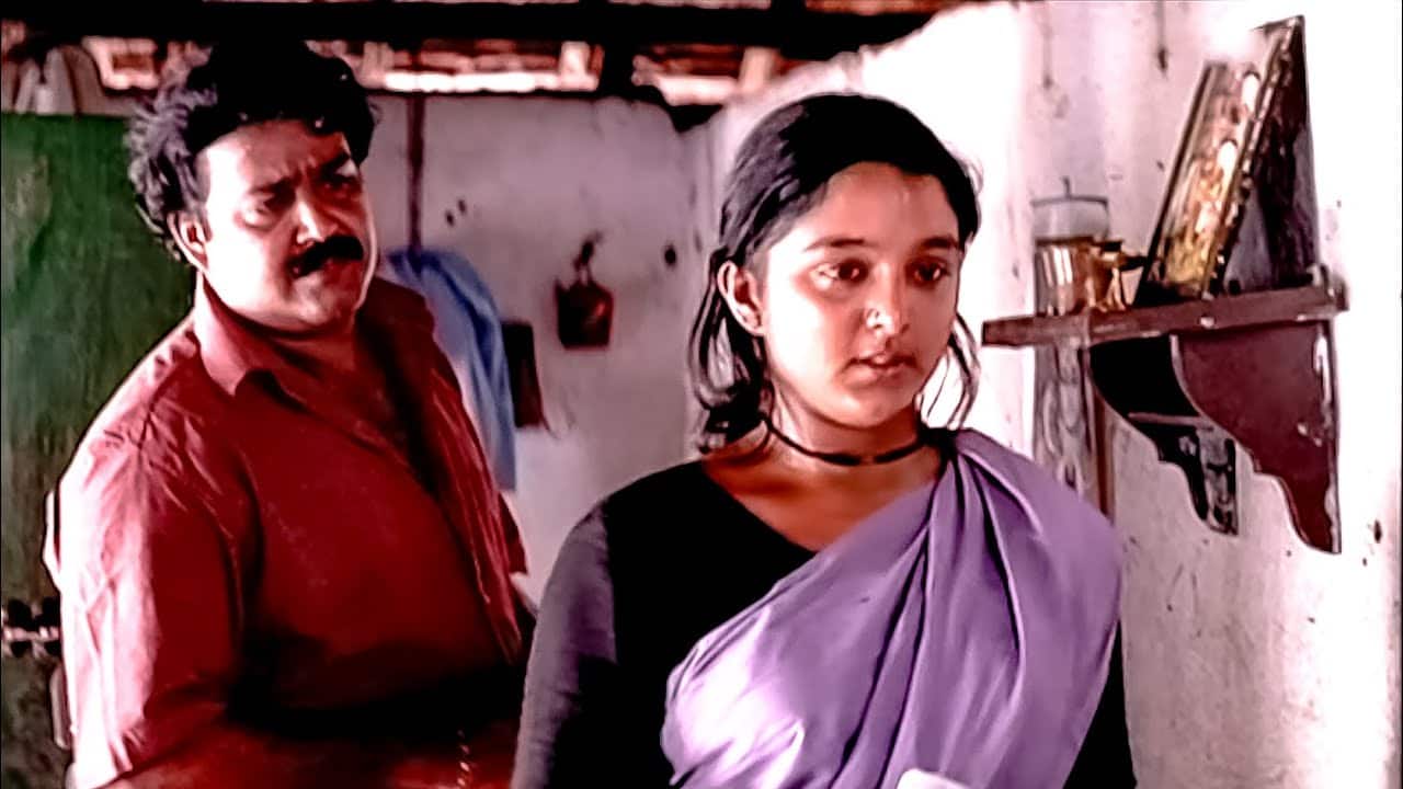 Manju Warrier and Mohanlal in Kanmadham.