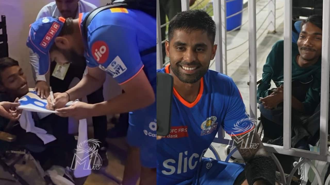IPL 2024: Rohit Sharma and Suryakumar Yadav hug and give autographs to their differently-abled fan, watch video