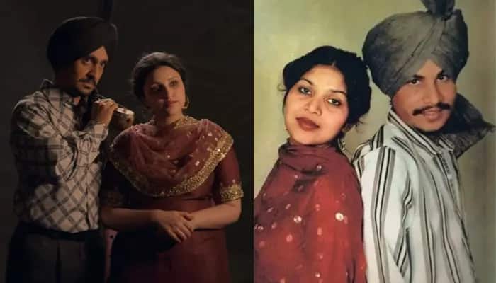 The reel and real singing duo of Amarjot Kaur and Amar Singh Chamkila, to be played by (left) <a rel=