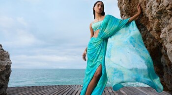 Summer fashion: Soft fabrics and breezy silhouettes are a must-have for Indian summers. Opt for breathable fabrics and easygoing silhouettes that you can move freely in (Image: Azure, House of Anita Dongre)
