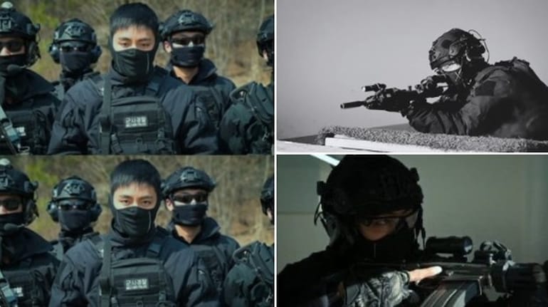 BTS' V demonstrates sharp soldier tactics in military police combat ...