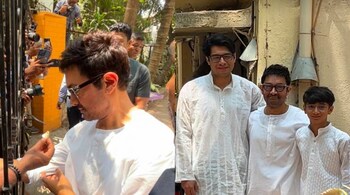 Aamir Khan and his sons took a moment to extend warm Eid greetings to the gathered crowd, expressing their heartfelt wishes for health, happiness, and prosperity on the occasion of Eid. (Images via X)