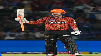New Delhi: Sunrisers Hyderabad batter Travis Head celebrates his half century during the Indian Premier League (IPL) 2024 cricket match between Delhi Capitals and Sunrisers Hyderabad, at Arun Jaitley Stadium in New Delhi, Saturday, April 20, 2024. (PTI Photo/Arun Sharma)