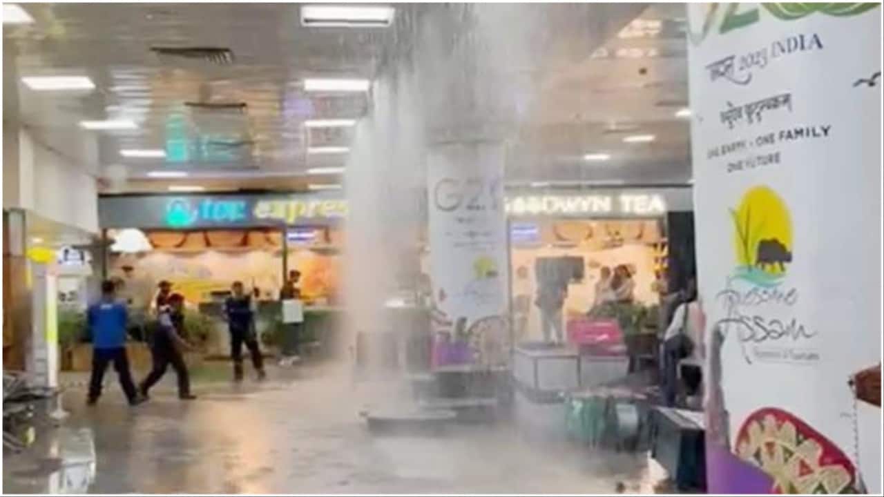 Part of Guwahati airport ceiling collapses amid storm. Video shows flyers rushing to safety