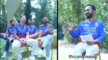 Dinesh Karthik, clearly taken aback by Virat Kohli's answer, acknowledged the cleverness of the reply. (Images via X)