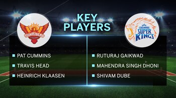 SRH vs CSK IPL 2024 key players including Pat Cummins and MS Dhoni with Ruturaj Gaikwad