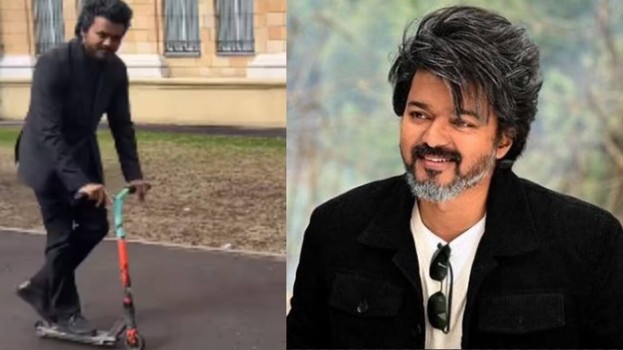Tamil superstar Vijay enjoys riding kick scooter on the sets of 'GOAT- The Greatest Of All Time' in Russia, Watch the viral video