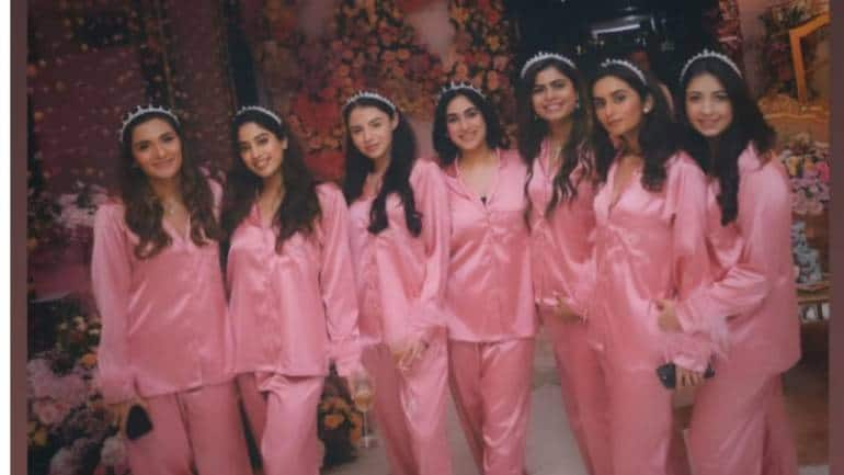 Janhvi Kapoor shares pics from Radhika Merchant's pink pyjama-themed ...