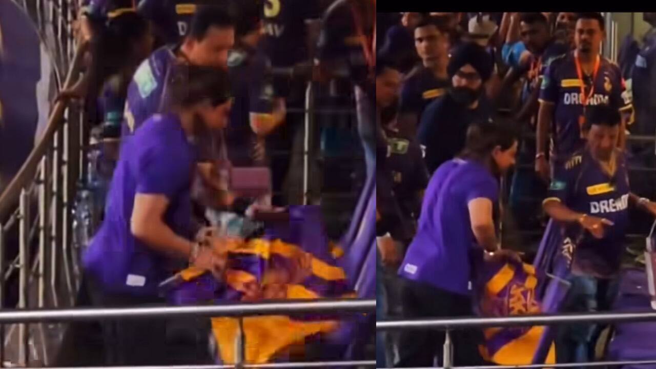 IPL 2024: Shah Rukh Khan wins hearts as he picks up discarded Kolkata Knight Riders flags from seats after KKR Vs Lucknow Super Giants match IPL 2024: Shah Rukh Khan wins hearts as he picks up discarded Kolkata Knight Riders flags from seats after KKR Vs Lucknow Super Giants match