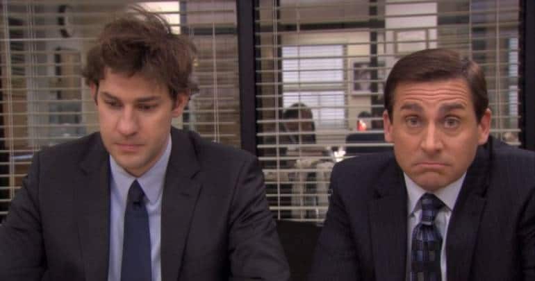 A still of Krasinski and Carell from 'The Office'