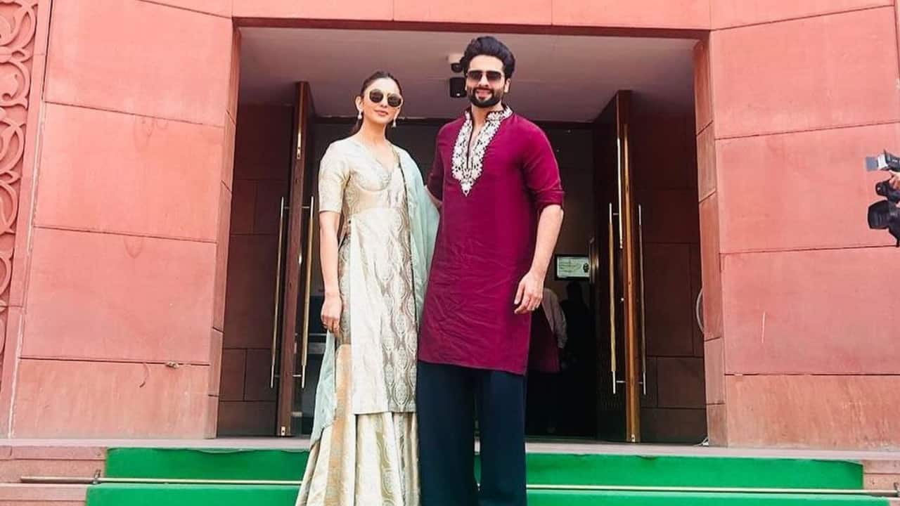 Jackky Bhagnani and Rakul Preet Singh visit the new Parliament building