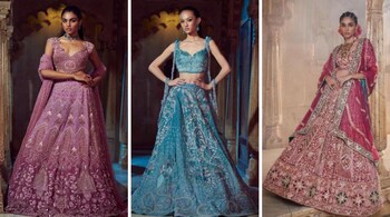 Bridal look: Whether you're drawn to the ethereal beauty of pastel shades or captivated by the allure of dual-toned, there's a world of possibilities waiting to be explored (Image: Bindani by Jigar and Nikita)