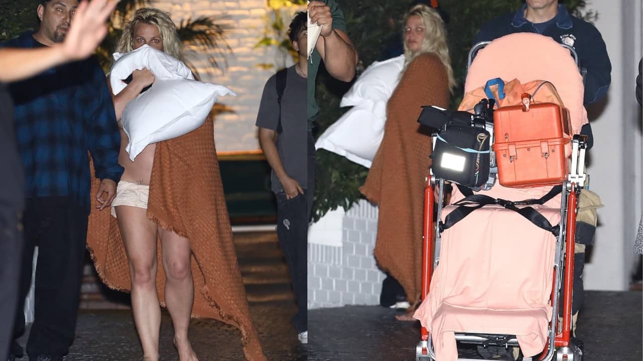 Britney Spears denies physical altercation with her boyfriend, is seen leaving hotel barefoot and wrapped in a towel