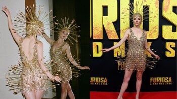 anya taylor joy gold dress Taylor-Joy wears see through covered in arrows at the premiere of 'Furiosa: A Mad Max Saga', view pictures roaring 20s costume