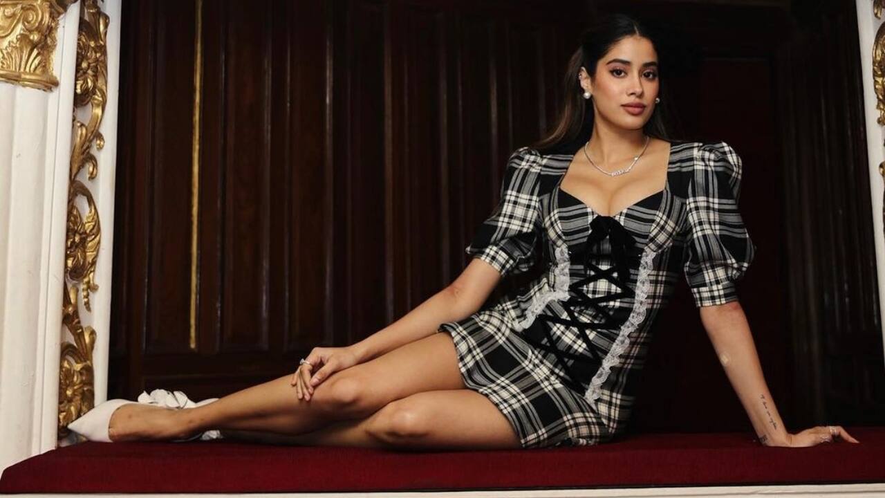 Janhvi Kapoor’s chic “summer girl” look in monochrome plaid and high heels  