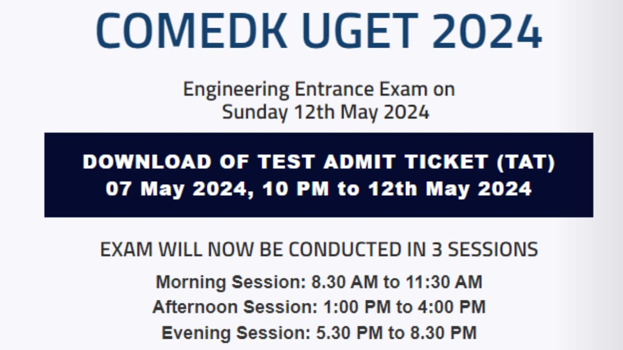 COMEDK UGET Admit Card 2024 Releasing Today Check Direct