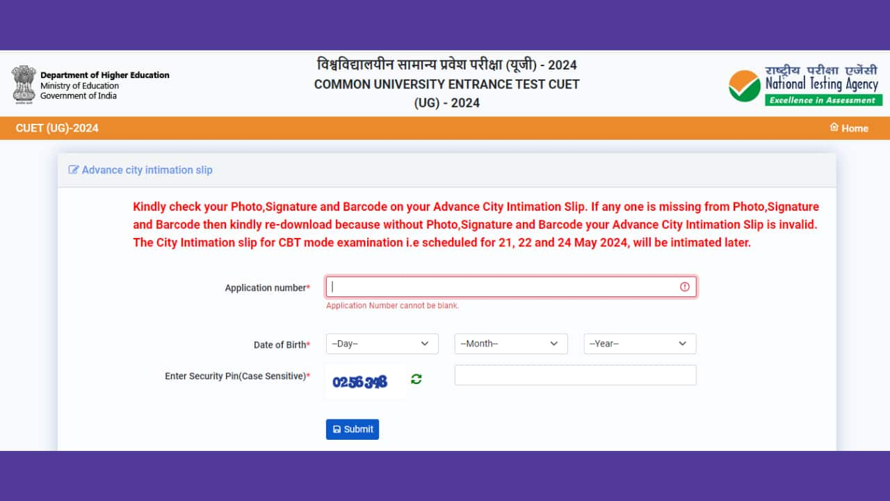 CUET UG 2024 City Intimation Slip Released @ Cuetug.ntaonline.in, Here ...