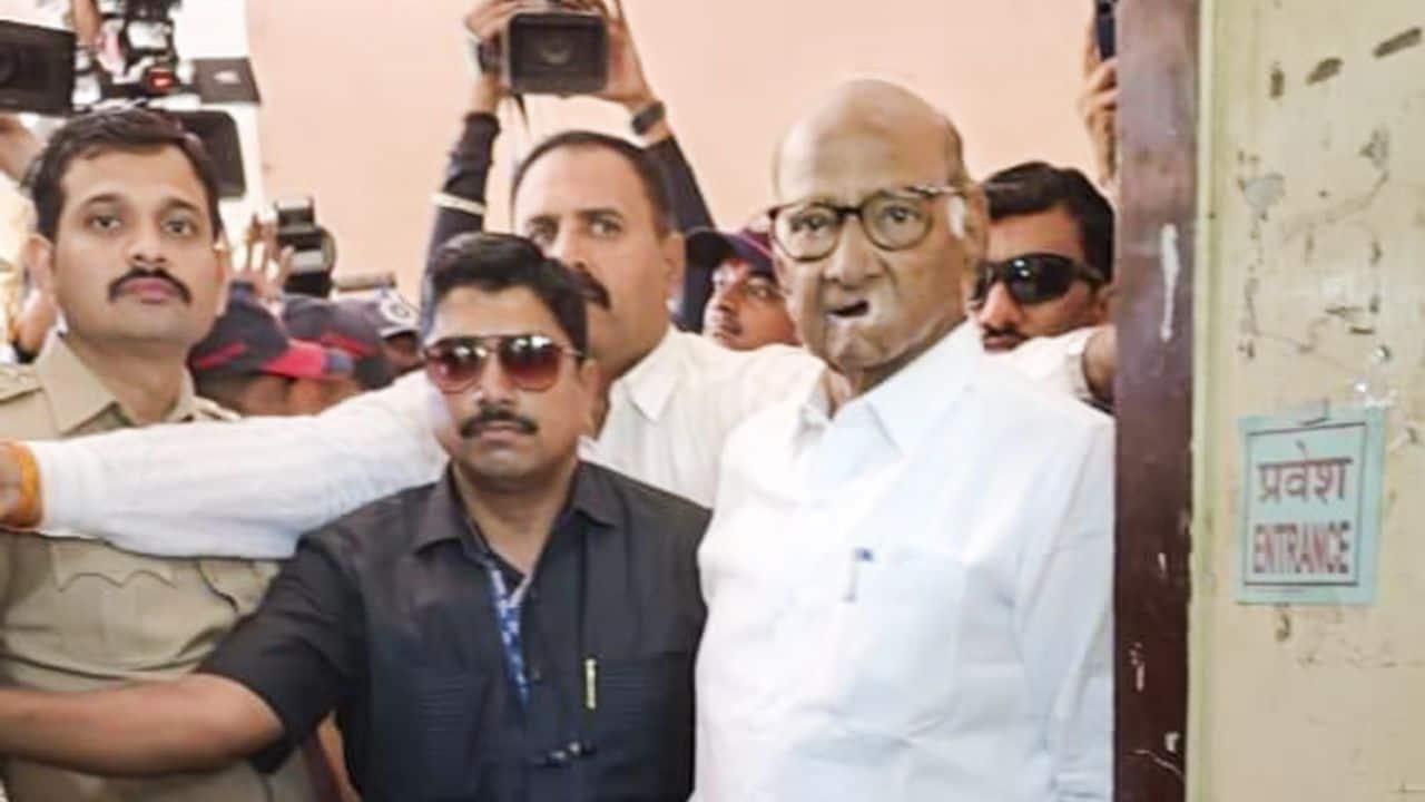 **EDS: IMAGE VIA @PawarSpeaks** Baramati: Nationalist Congress Party (Sharadchandra Pawar) Chief Sharad Pawar at a polling booth during voting for the third phase of Lok Sabha elections, in Baramati, Tuesday, May 7, 2024. (PTI Photo) (
