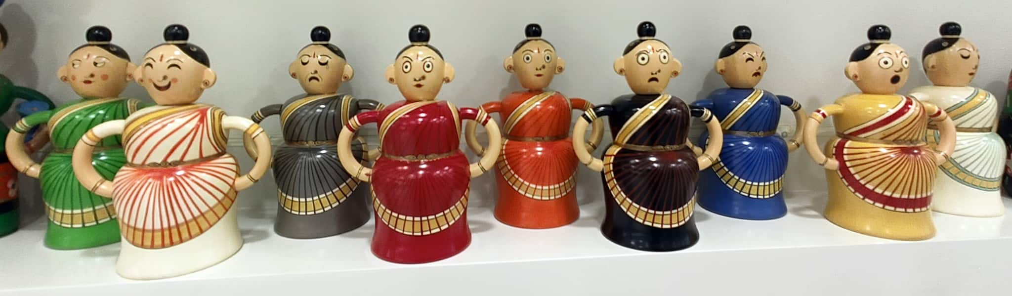 Pictured here: Navarasa dolls. While at the museum, don't miss Badami Banashankari: This is a large figurine of the patron deity of Badami, the Goddess Banashankari which is made of wood but the interesting aspect is the huge amount of toy vegetables and fruits that surround the figurine. The patron deity of the same, it is said that the Goddess is offered fresh fruits and vegetables. Do not miss the brinjal and pumpkin below – they have faces and the representation is showing these two vegetables being married to each other. Also see: Kavad or mobile shrine, which is like a box that opens to show a series of paintings of different Gods. The brightly painted boxes merge art with carpentry and highlight the tradition of storytelling in the country. There is a display showcasing several kavad’s here each of which have a different story from mythology. (Photo by Bindu Gopal Rao)