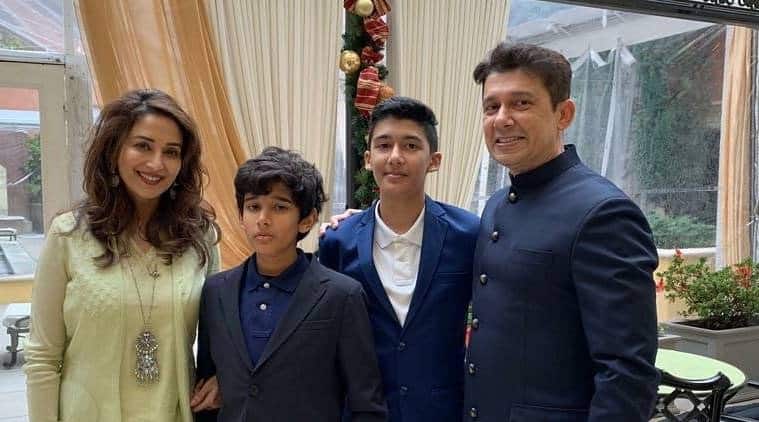 Madhuri with husband Dr. Shriram Nene and her two son's Arin and Ryan.  