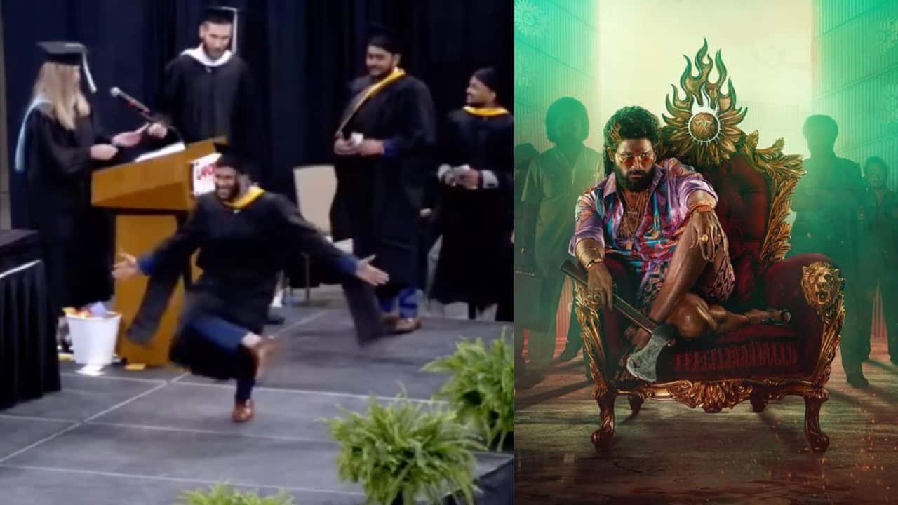 Allu Arjun fan recreates his ‘Pushpa Pushpa’ shoe-drop hook step at his graduation ceremony, see video